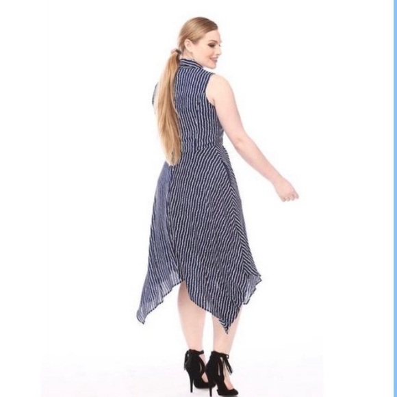 Gaby Skye Striped Dress Hankerchief Hem Size 12 - Picture 2 of 16